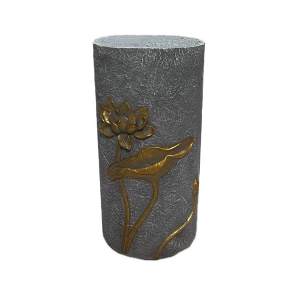 birene Vase Stand Cylindrical Imitate Rocks with Flower Motifs New Chinese Plant Base Display Stand
