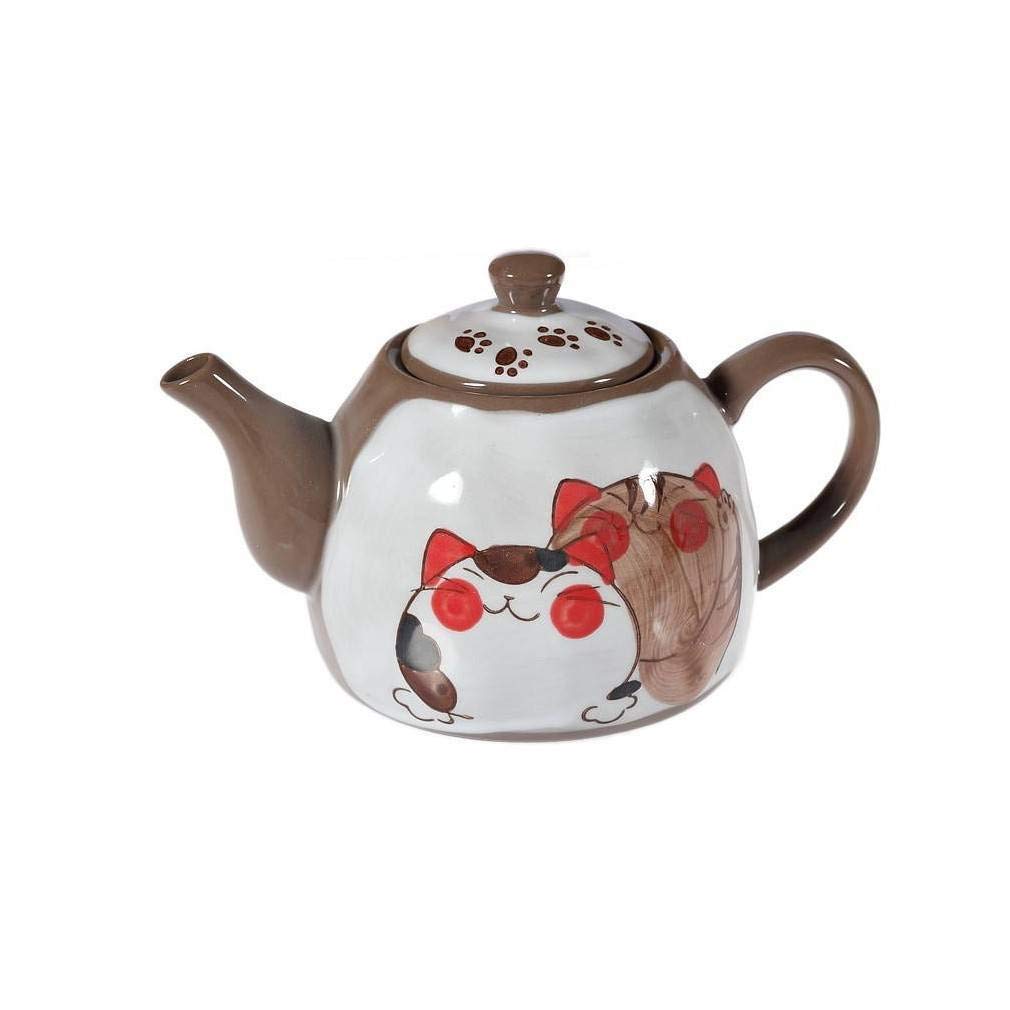 lachineuse - Servizio da tè giapponese Maneki Neko - con teiera e 4 tazze in porcellana - Idea regalo Giappone Gatto Kawaii Carino per compleanno, Natale - Stoviglie giapponesi Asia