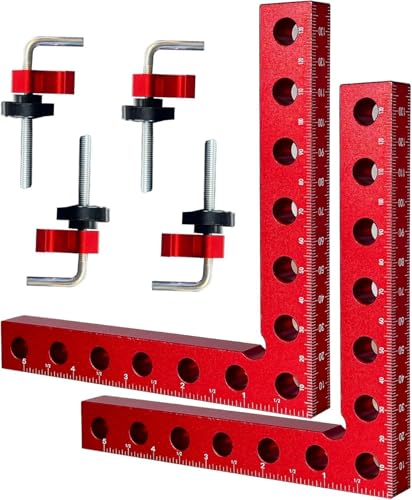 Ssumght 90 Degree Corner Clamp - Right Angle for Woodworking 2 Pack 14x 14 cm Aluminum Alloy Woodworking Corner Clamps Wood Working Tools and Equipment L Square Aluminum Angle Clamp Tool
