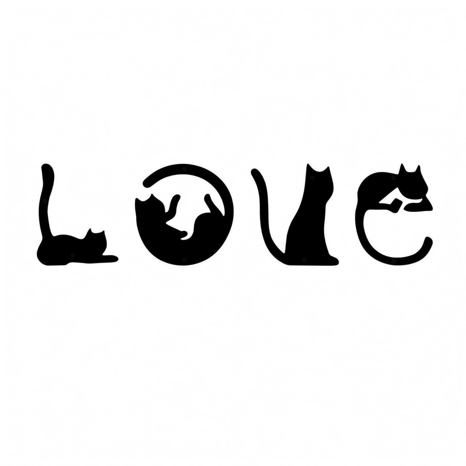 Métal épuré décoration murale chat silhouette plate et lettres amour pour salon moderne