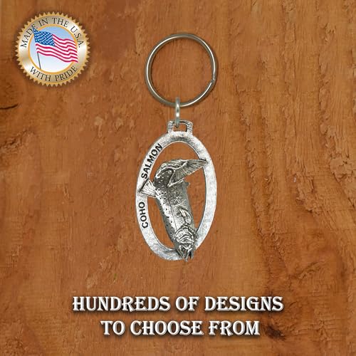 Image of Creative Pewter Designs Coho Salmon Leaping Keychain F048KC, Coho Salmon Leaping Keychain, Pewter Keychain