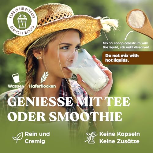 Liposomales Colostrum Pulver 2500mg, 60% IgG Hochdosiertes Kolostrum, Bovine Colostrum Pulver from Grass-Fed, 5X Konzentration Immunoglobuline, Reines, Ohne Zusätze