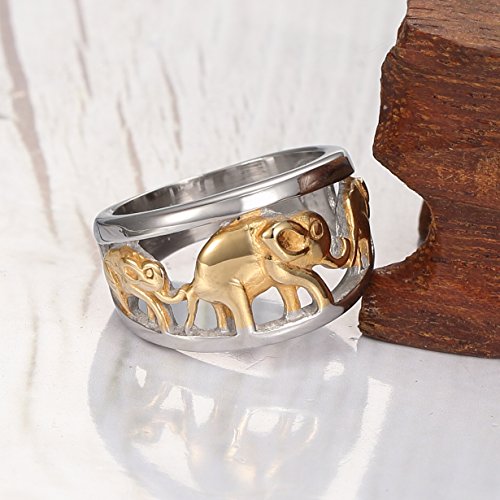 Jewelry Gold-Plated Stainless Steel Yellow Crystal Engagement Ring Elephant Womens Ring2