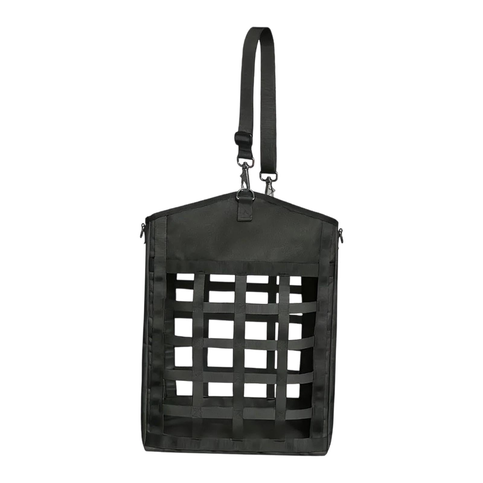 Heunetz für Pferde, Nylon Heusack mit Großer Öffnung Und Faltbarem Design für Den Transport von Tieren Im Stall, bei The P, Schwarz