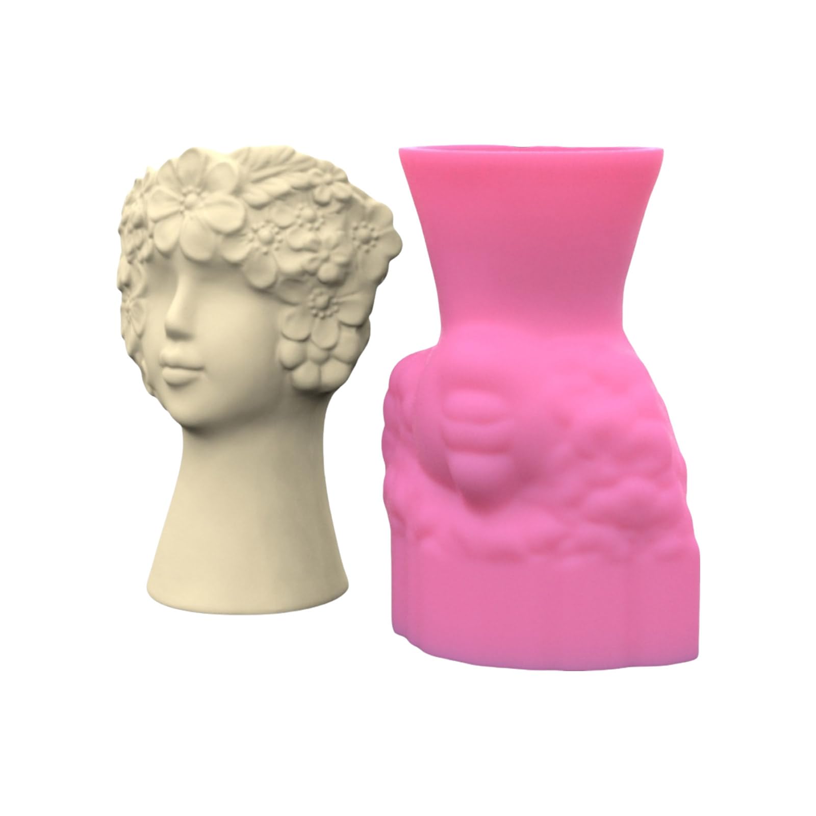 Moldes para macetas, moldes para jarrones, forma de figura humana, flexible, textura de silicona para florero