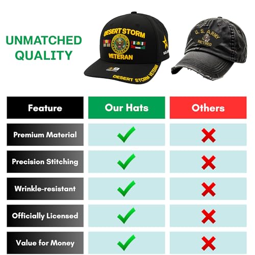 Image of Desert Storm Veteran Hat for Men Officially Licensed US Army Combat Veterans Embroidered Adjustable Baseball Cap