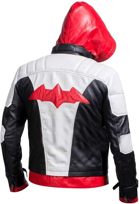 Herren Superheld Red Hood Jacke + Weste 2 in 1 Biker Jacke