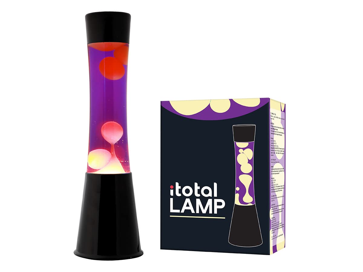 i-total lavalamp zwarte voet | rode lava en vloeistof blauw