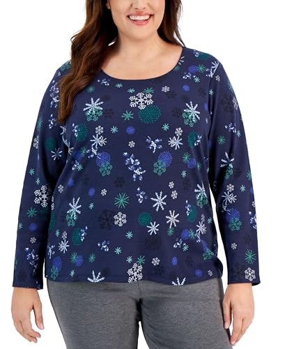 Karen S Plus Size Winter Magic Scoop Neck Top