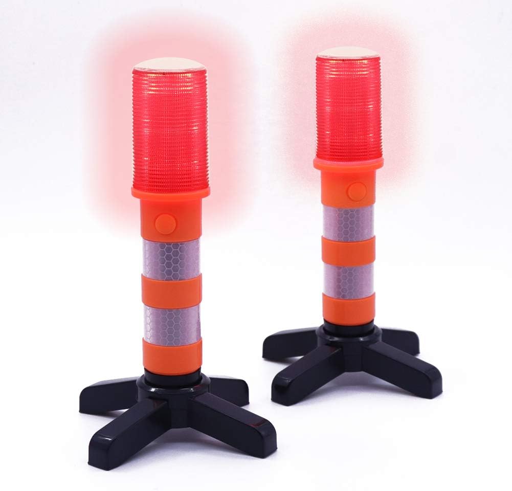 Aolyty 2 LED Emergency Roadside Flashing Flares Red