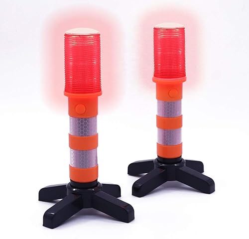 Aolyty 2 luces LED de emergencia en carretera intermitentes rojo baliza de seguridad estroboscópica luz de advertencia de carretera Base magnética