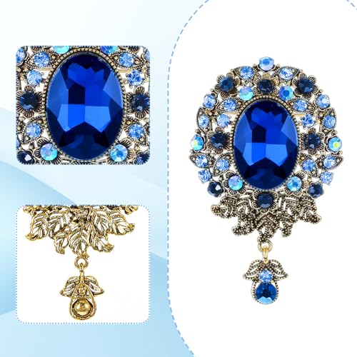 Image of Brooch For Women Suit, Mabor Vintage Teardrop Brooch Pin for Men Crystal Elegant Flower Badge Brooches Laple Pins Corsage for Clothes Dress Hats Bags Brooch Jewelry