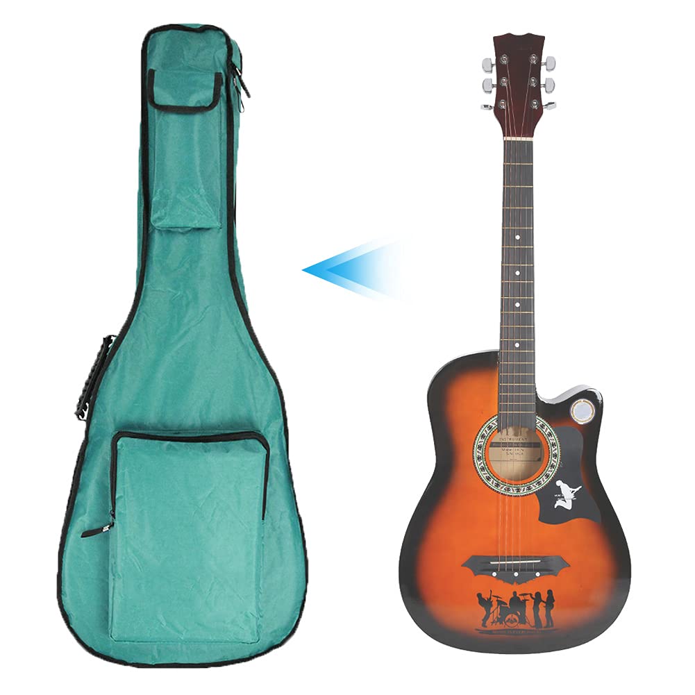 Torba gitarowa Trwałe podwójne paski na ramiona Regulowany 41-calowy futerał do przechowywania dla gitarzystów akustycznych Tkanina Oxford Zielony Niebieski 105x43x5cm (Green)