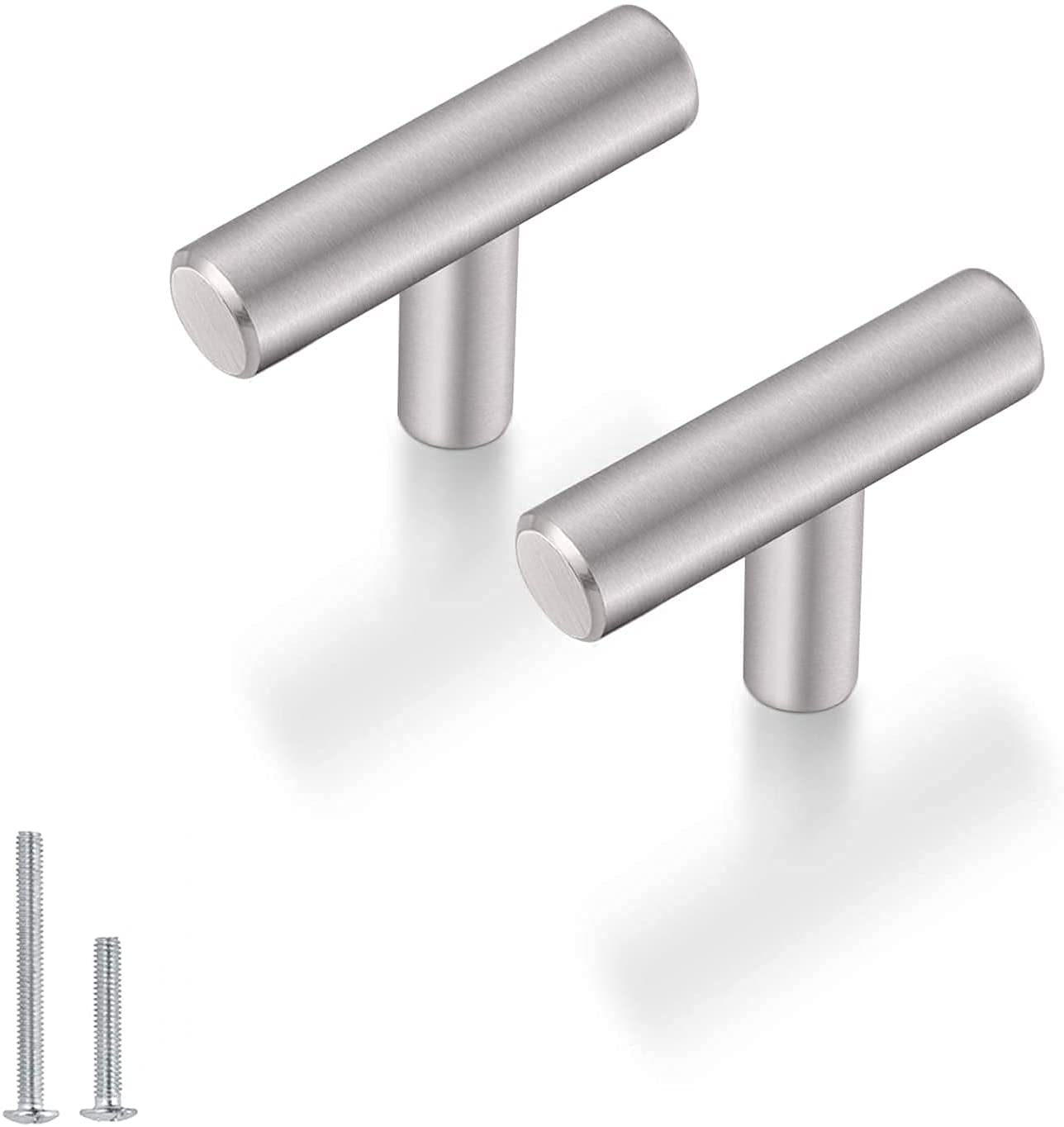 Goldenwarm Silver 5Pcs Kitchen Cabinet Knobs Drawer Knobs Brushed Stainless Steel Kitchen Cupboard Knobs Cabinet Drawer Knobs 50Mm/2In Overall Length