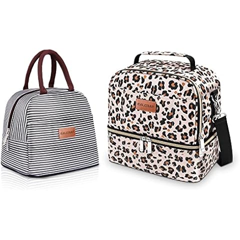 BALORAY Lunch Bag Women Men, Double Deck Lunch Box Insulated Lunch Bag for Adults Work Office Picnic, Leakproof Cooler Bag with Adjustable Shoulder Strap Cover