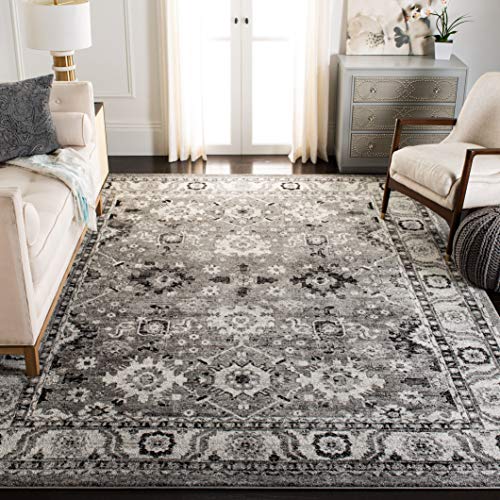 SAFAVIEH Vintage Hamadan Collection Area Rug - 9' x 12', Grey & Black, Oriental Traditional Persian Design, Non-Shedding & Easy Care, Ideal for High Traffic Areas in Living Room, Bedroom (VTH214K)