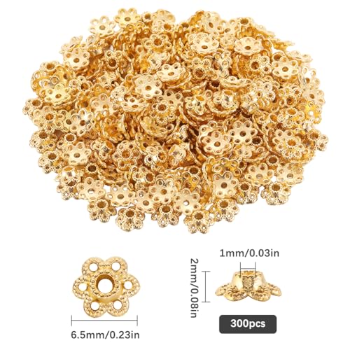 SUNNYCLUE 1 BOX 300PCS 6mm Alloy Flower Beads Caps Filigree Flower Beads Gold Metal Hollow Floral End Cap Loose Spacer Bead Bulk for jewellery Making Diy Women Earrings Necklace Bracelet Craft Supplie - Image 2