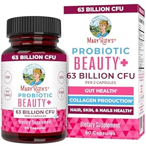 MaryRuth Organics Probiotic Beauty Capsules | Vegan Collagen Support | Anti Aging | Gut Health | Hair Skin and Nails Vitamins | Skin Care | Biotin | Non-GMO Project Verified | 60 Count