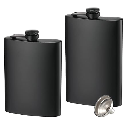 Yizerel Hip Flasks 8 oz + 12 oz, 2-pack