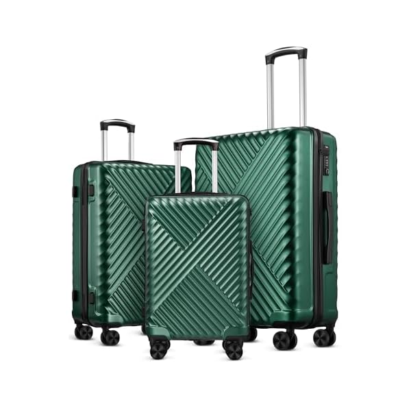 3 Piece Luggage Sets Pcabs Durable Suitcase With Wheels Tsa Lock 20inch24inch28inch Lightweight Travel Luggage Set Dark Green
