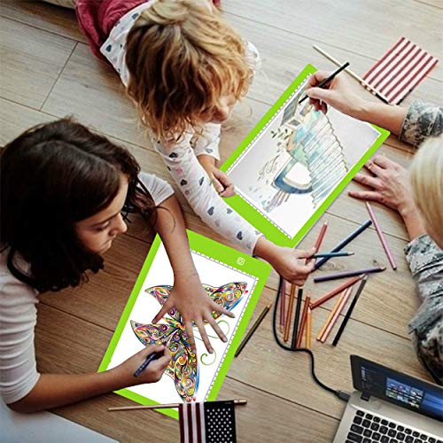 A4 Ultra-Thin Portable LED tracing Light Box Dimmable Brightness LED Art Tracing Pad for Artist Drawing Sketching Animation Stencilling and 5d Diamond Painting (Green, A4)