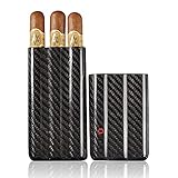 Volenx Travel Cigar Case, Portable Urltra-Light Carbon Fiber 3-Finger Cigar Tube Cigar Humidor Storage Case Cigar Holder (Black)