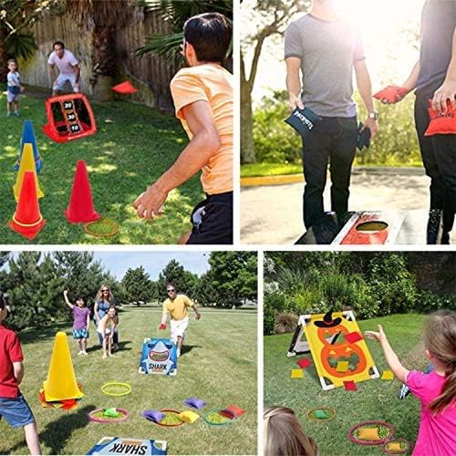 Eocolz 3 in 1 Carnival Games Set, Soft Plastic Cones Bean Bags Ring Toss Games for Kids Birthday Party Outdoor Games Supplies Combo Set - Image 5