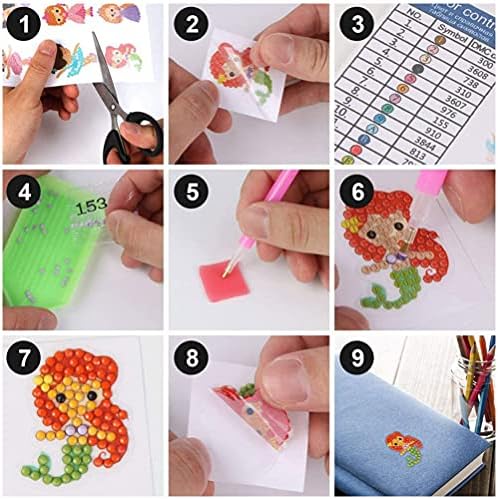 16Pcs 5D Diamond Painting Stickers Kits for Kids, DIY Animals Diamond Painting Stickers, Painting by Numbers Kits for Adult Beginners
