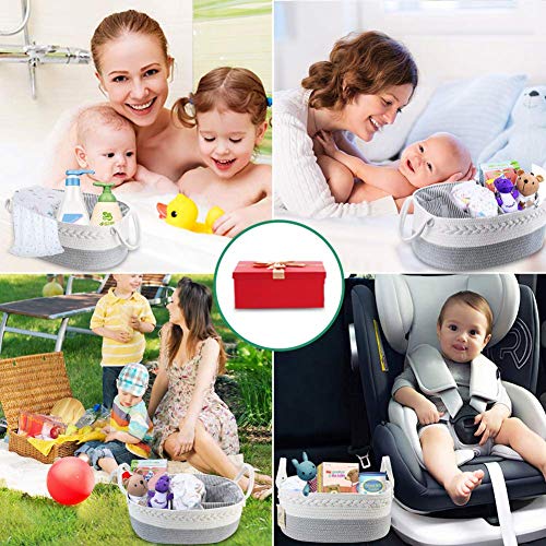 Lzellah Baby Diaper Caddy Organizer - Extra Large Nappy Caddy Rope Nursery Storage Bin - Baby Basket With 8 Pockets, 5 Compartments And 2 Removable Dividers #TOP6