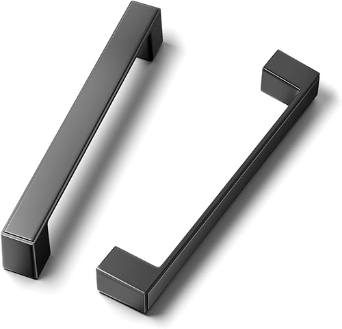 Miniatura 9 de Cobbe Paquete de 30 elegantes manijas de gabinete de cocina color negro mate de 5 pulgadas (5.039 in), tiradores contemporáneos para armarios,