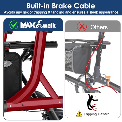 Image of MAXWALK Walkers for Seniors, Foldable Rollator with Seat, Height Adjustable