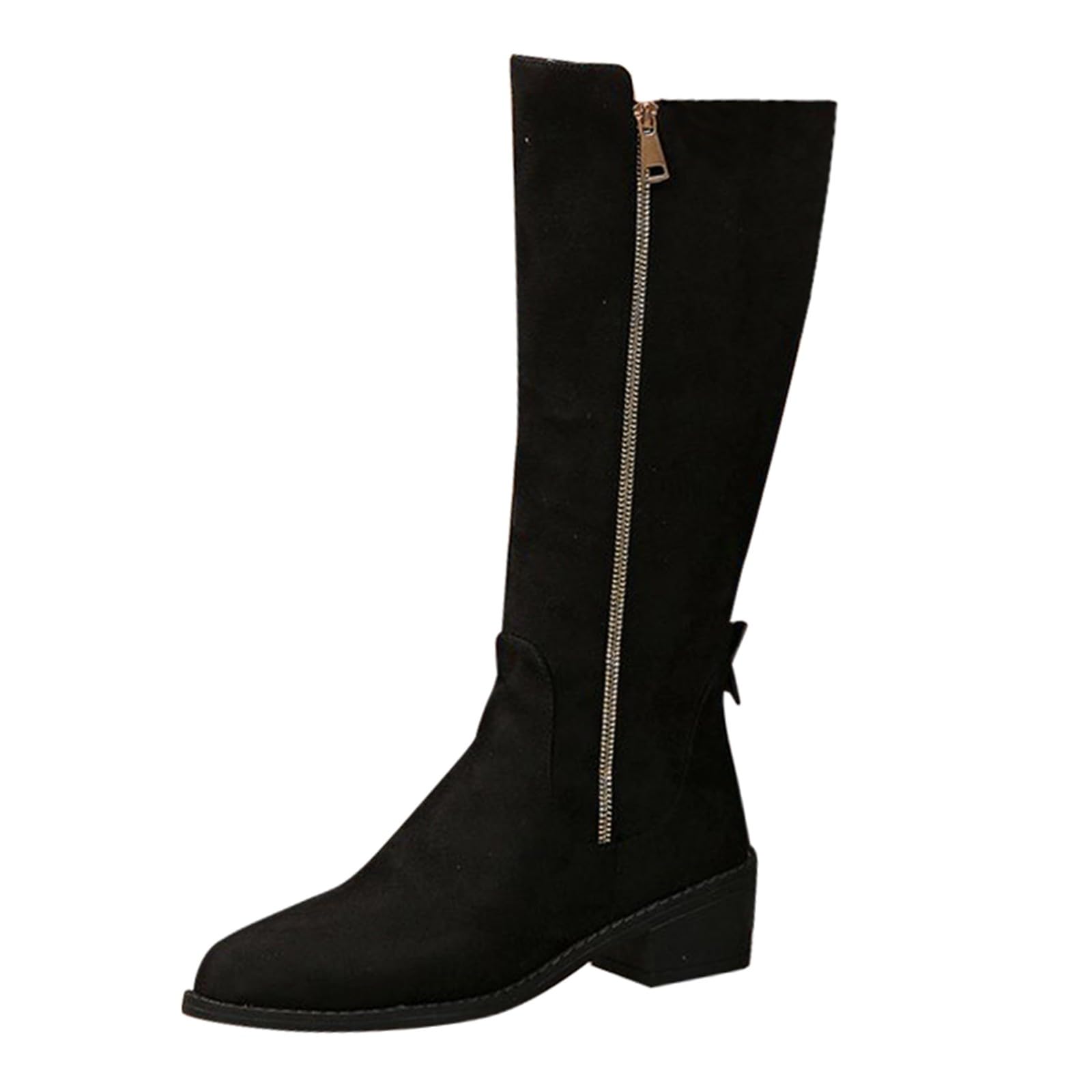 Women Ankle Boots Half-Height Low Chunky Waterproof Cowgirl Boots Plush Lined Lace Up Side Zipper for Women Hiking