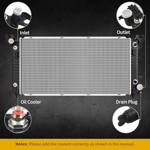 Image of DWVO Radiator Compatible with 2014-2016 GMC Sierra 1500 2014-2016 Chevrolet Silverado 1500 2015-2016 Tahoe Suburban 2015-2016 Yukon XL 2015-2016 Cadillac Escalade ESV 5.3L 6.2L V8 CU13398
