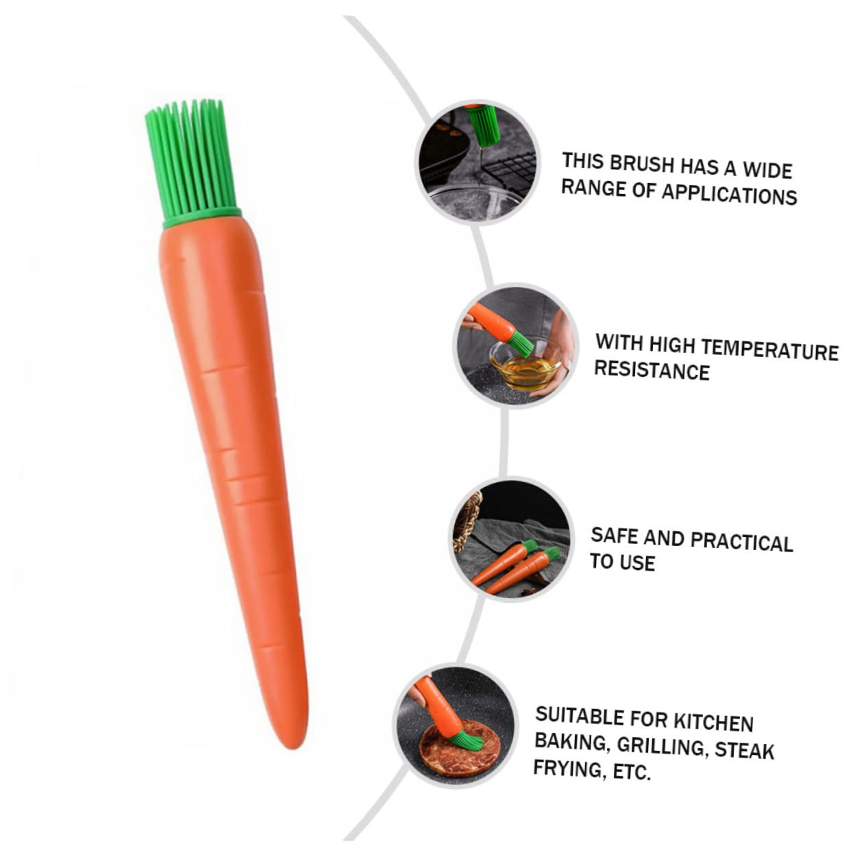 Cabilock Mop Brushes for Sauce Carrot Shape Basting Brush Heat Resistant Easy to Use Cle