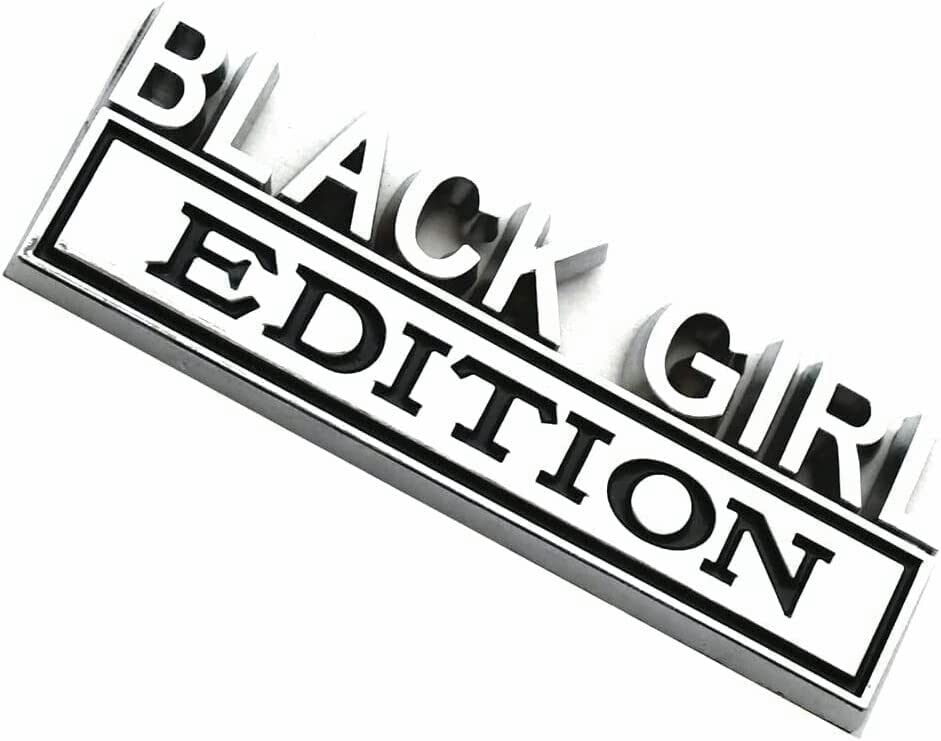 Image of 2Pc Black Girl Edition Emblem 3D Fender Badge Car Truck Decal Fit for Car Truck SUV (Chrome Black)