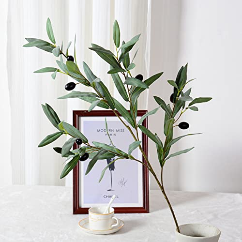 Melorca&Guilla Artificial Plants,3Pcs 39" Green Olive Faux Branches For Vase,Artificial Plants For Shop Garden Office Home Décor (3, Green Olives) #TOP4