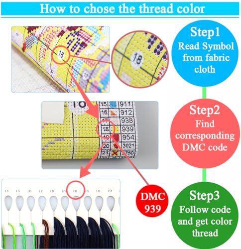 Mjhrcll X10923 Flower Stamped Cross Stitch Kits, Diy Colorful Flowers Cross Stitch Ornament Kits For Adults Beginners thumb #4