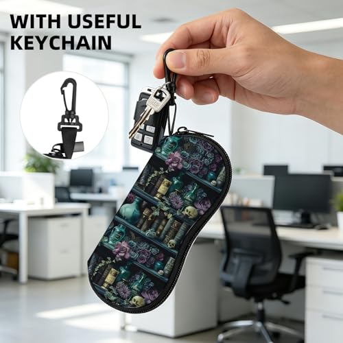 Image of Sunglasses Soft Case, Cute Ultra Light Portable Neoprene Zipper Eyeglass Glasses Case with Belt Clip for Men Women