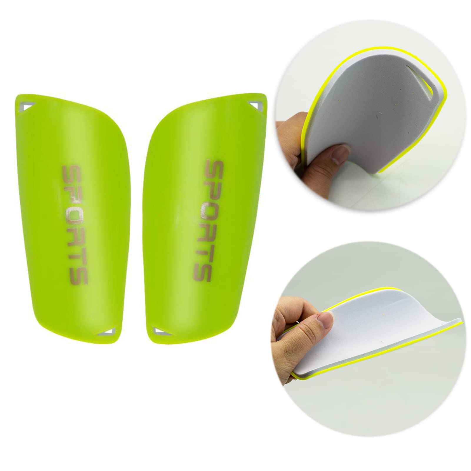 SZXMDKH Football Shin Guards - S, Black+Green - Comfortable, Lightweight, Breathable Calf Sleeves & EVA Cushion Protection for Kids - Image 3