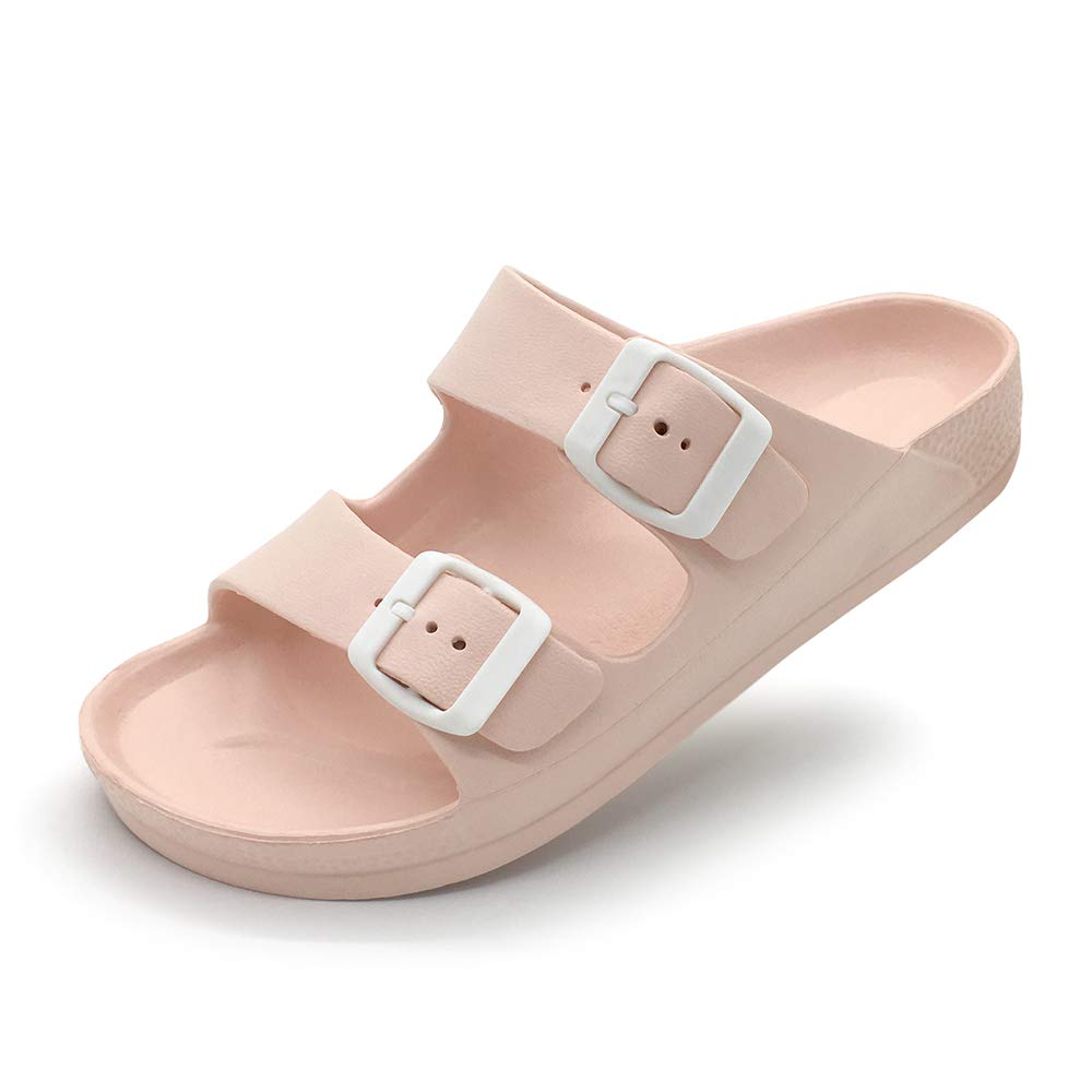Luffymomo Adjustable Slip on Eva Double Buckle Slides Comfort Footbed Thong Sandals for Womens