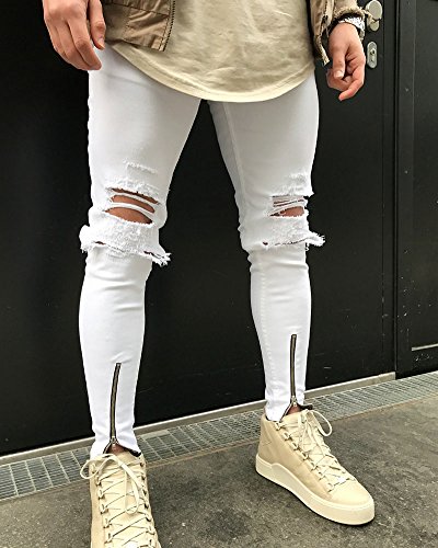 Uomo Traspirante Strappati Stretti Pantaloni con