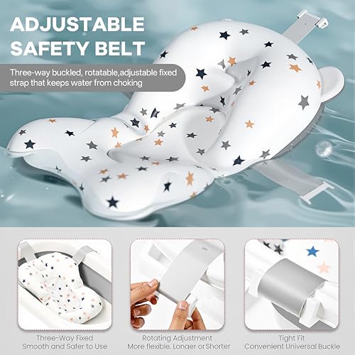 Image of Cockatoo-Kids DripDrop Foldable Baby Bath Tub with Thermistor, Pillow & Soap Box - Portable Newborn to 6 Years Tub, Non-Toxic PP, Anti-Slip Base, 40kg Capacity - Travel & Home Use, White & Grey