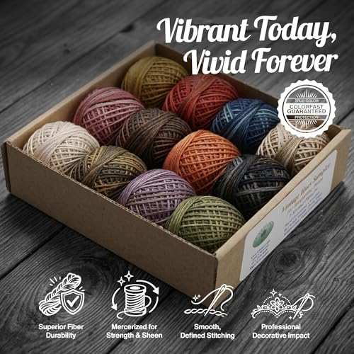 Image of Valdani Inc. J.Patton Hand-Overdyed Perle Cotton Thread Balls Size 5 Designer Set, 12 /Pkg: Vintage H