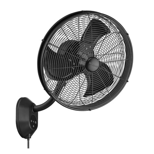 Honeywell Wall Fan, Oscillating Outdoor Wet-Rated Cooling Unit with Remote, Matte Black - Powerful...