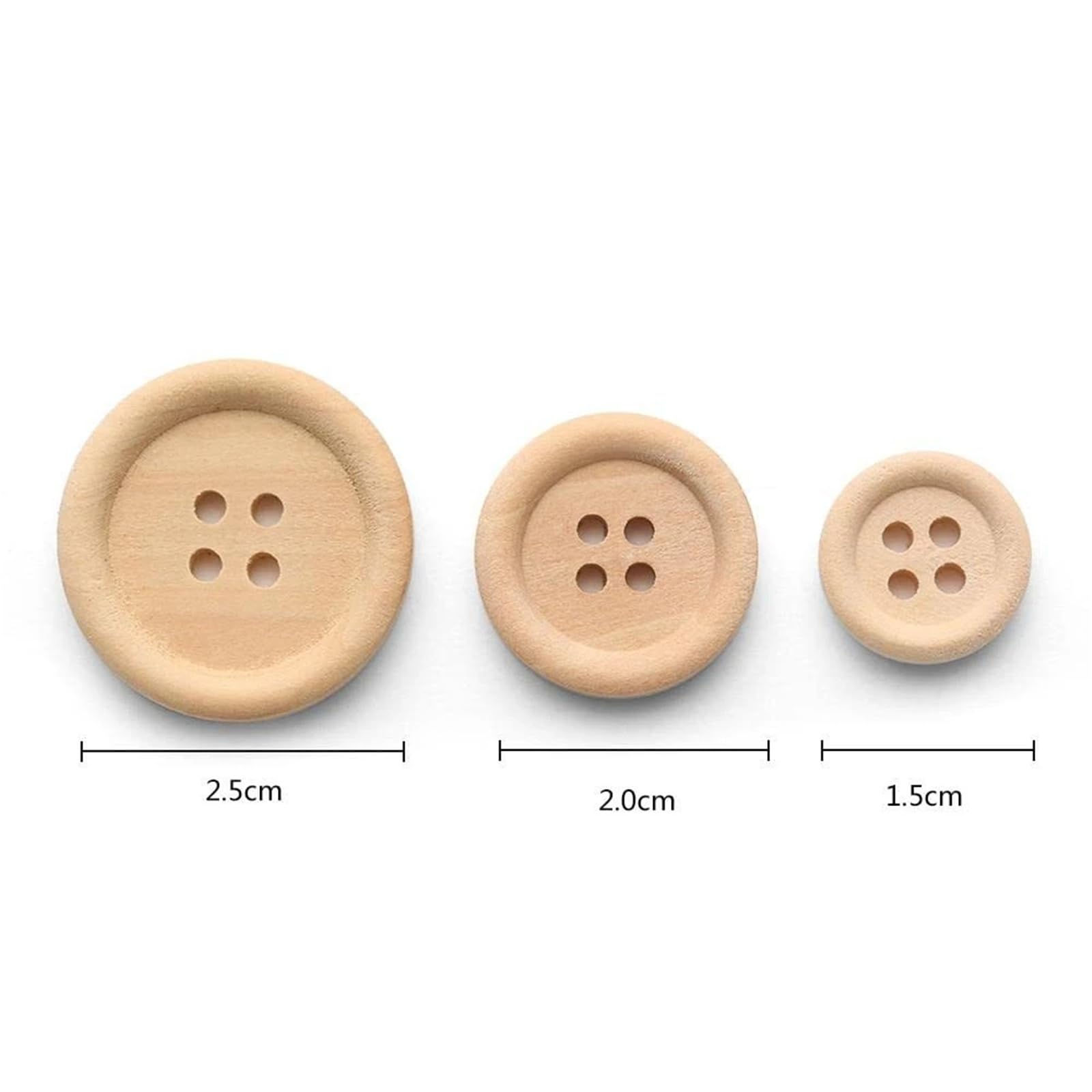 Bottoni in legno rotondi da 500 pezzi in legno naturale for lavori di cucito(15mm)