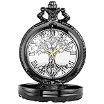 Pocket Watch Hollow Tree of Life Design Roman Numerals Customizable Quartz Pocket Watch with Chain Birthday Gifts - Image 3