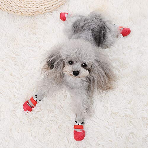 Dog Cat Boots Shoes Socks With Adjustable Waterproof Breathable And Anti-Slip Sole All Weather Protect Paws(Only For Tiny Dog) (S, Black) #TOP3