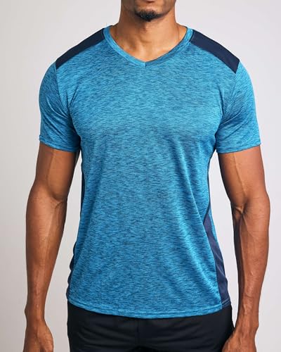 Image of 5 Pack: Men's V-Neck Dry-Fit Moisture Wicking Active Athletic Tech Performance T-Shirt