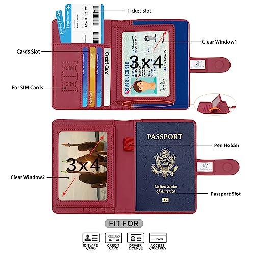 Image of Melsbrinna Rfid Passport Holder for Travel women /Men, Cute Passport Wallet Rfid Blocking Card Slots, Rfid Passport Cover /CaseTravel Wallet, Passport Book Holder (1, Red3)