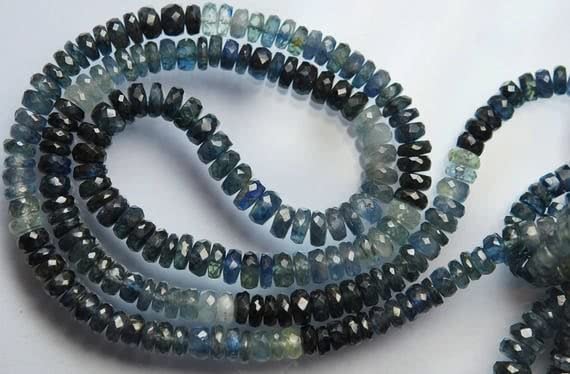 Saphir bleu sarcelle naturel en perles rondelles facettées 6-4.5mm pour création de bijoux